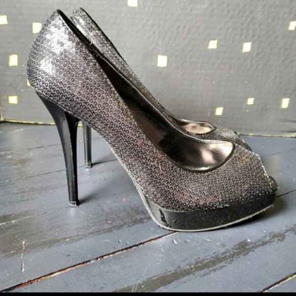 Steve Madden Black Sequin Heels KARRO - Picture 5 of 8